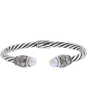 Effy Sterling Silver And Freshwater Pearl Bangle Bracelet - Metallic
