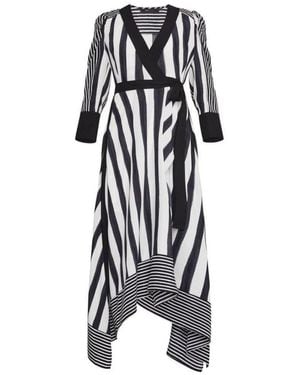 BCBGMAXAZRIA Costa Stripe Faux Wrap Dress - Multicolor