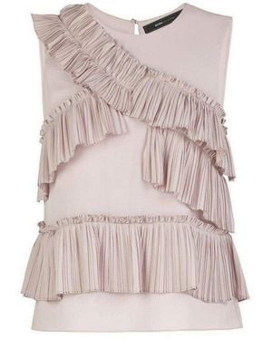 BCBGMAXAZRIA Lorain Pleated Ruffle Applique Top - Natural