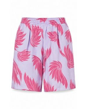 Dries Van Noten Feather Printed Shorts - Pink