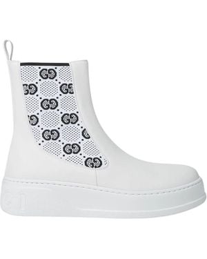Gucci GG Supreme Paneled Chelsea Boots - White
