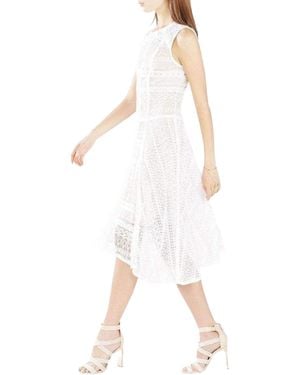 BCBGMAXAZRIA Claudette Lace Blocked Scarf Hem Dress - White