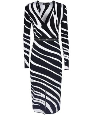 Versace Zebra Print Sweater Dress - Black