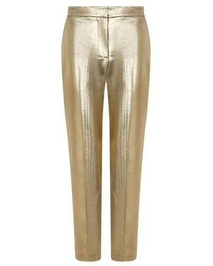 McQueen Metallic Moire Cigarette Trousers - Natural
