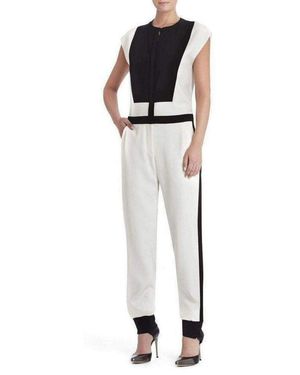 BCBGMAXAZRIA Patricia Color-blocked Jumpsuit - White