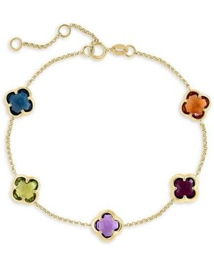 Effy Multi-gemstone Clover Link Bracelet (6-3/4 Ct. T.w.) In 14k Gold - Multicolour