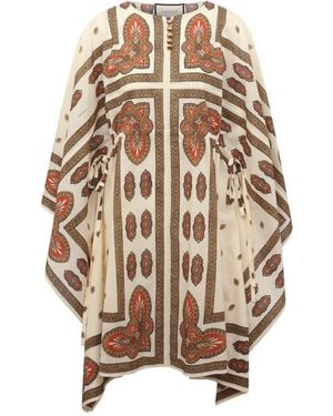 Gucci Floral Cotton Printed Midi Kaftan Dress - Brown