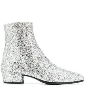 Saint Laurent Silver Glittler Ankle Boots It 37.5 - Metallic