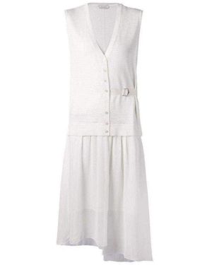 Nina Ricci Wool-blend And Silk-georgette Dress - White