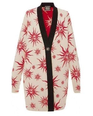 Fausto Puglisi Knit Star Ivory Red Caban Coat