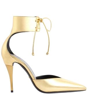 Gucci Priscilla Glossed-leather Court Shoes In Gold - Metallic
