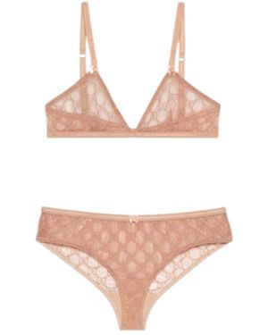 Gucci GG All Over Embroidered Tulle Lingerie Set - Multicolour