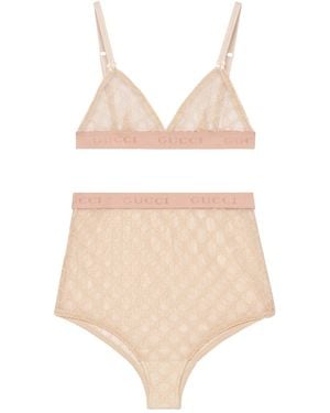 Gucci High Waist GG Tulle Lingerie Set - Natural