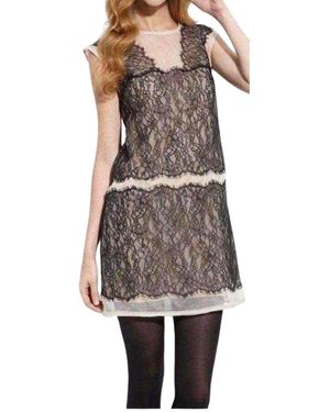 BCBGMAXAZRIA Organza Lace Sheer Sleeveless Dress - Multicolor