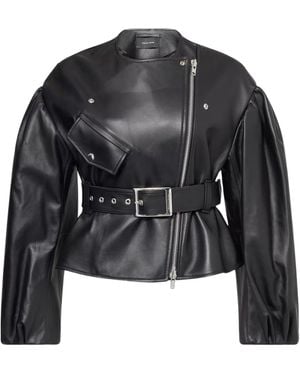 Simone Rocha Sculpted Cropped Leather Jacket - Black