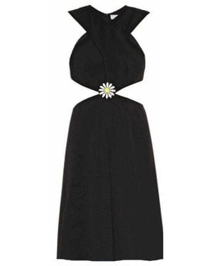 Christopher Kane Black Daisy Cut-away V-neck Dress
