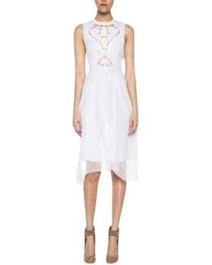 Carven Cutout Cotton Organza Dress - White