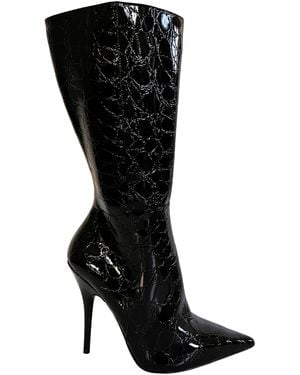 ALDO Black Crock Embossed Patent Leather Boots