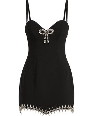 Area Crystal Spike Mini Dress - Black