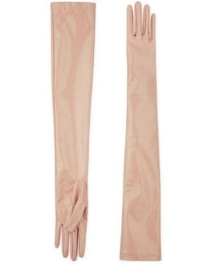 Gucci Opera Beige Patent Leather Gloves - Natural