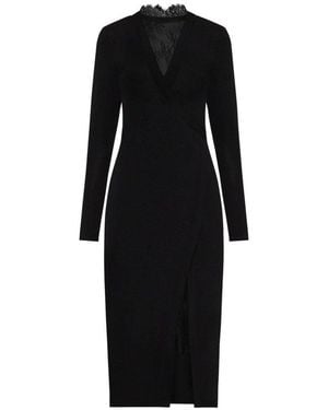 BCBGMAXAZRIA Black Lace-trim Midi Dress