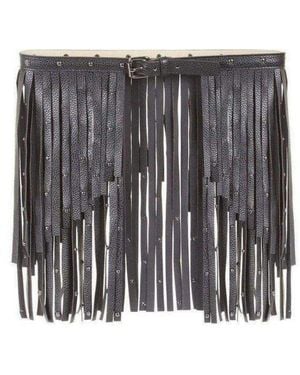 BCBGMAXAZRIA Black Fringe Studded Belt