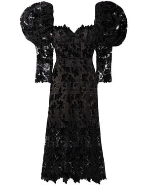 Oscar de la Renta Guipure Lace Midi Dress - Black