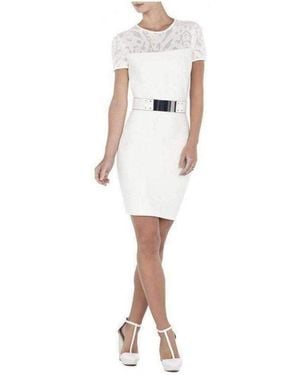 BCBGMAXAZRIA Gardenia Myley Pointelle Detail Dress - White