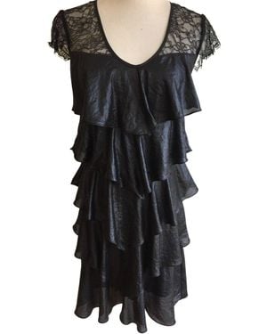 BCBGMAXAZRIA Woven Tiered Lace Dress - Black