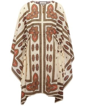 Gucci Floral Cotton Printed Midi Kaftan Dress - Natural