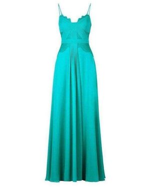 BCBGMAXAZRIA Antonea Lace-trim Pleated Gown - Blue