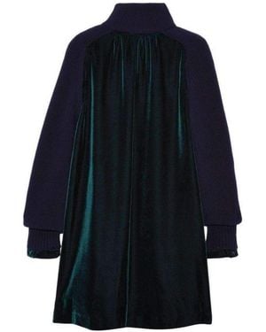 Sacai Navy Wool Velvet Panelled Dress S - Blue