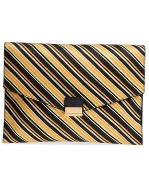 Dries Van Noten Stripe Large Envelope Clutch - Orange