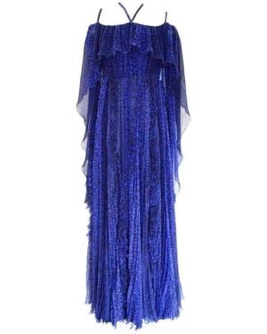 Ralph & Russo Blue Silk Ball Cape Gown
