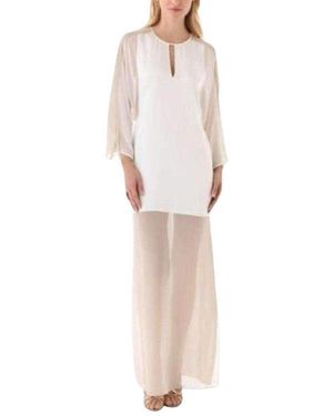 BCBGMAXAZRIA Sheer Chiffon Panels Silk Dress - White