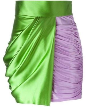 Fausto Puglisi Bi-color Silk Asymmetric Mini Skirt - Green