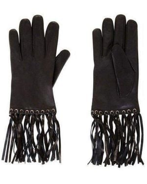 BCBGMAXAZRIA Leather Fringe Gloves - Grey