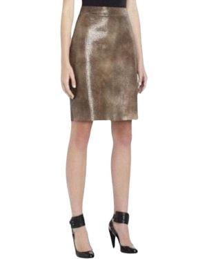 BCBGMAXAZRIA Leather Embossed Skirt - Brown