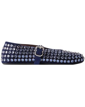 Alaïa Blue Embellished Suede Ballet Flats