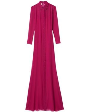 Gucci Fuchsia Silk Maxi Shirt Dress - Red