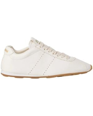 Miu Miu Plume Nappa Leather Trainers - White