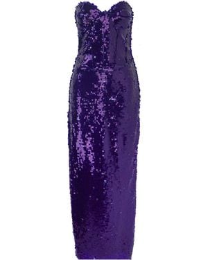 The New Arrivals Ilkyaz Ozel Purple Sequin Bustier Satin Gown