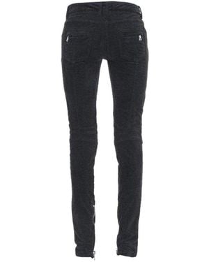 Balmain Low Rise Velvet Biker Jeans - Black