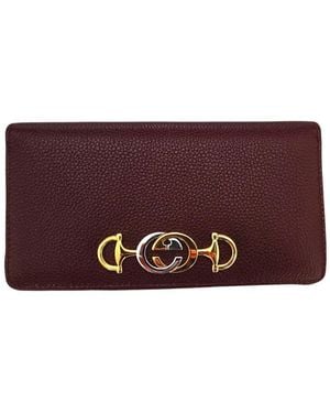 Gucci Zumi Burgundy Zip Around Wallet - Red