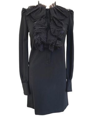 Gucci Black Ruffle Lace Mini Dress - Blue