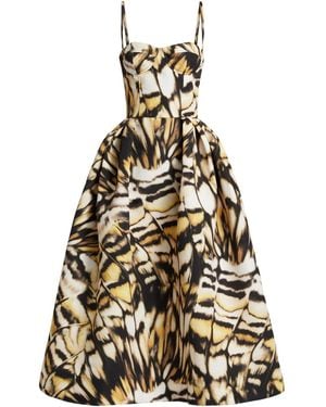 Oscar de la Renta Abstract Butterfly Faille Dress - Multicolour