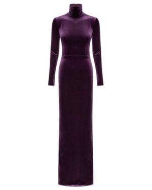 Alex Perry Tierney Velvet Column Gown - Purple