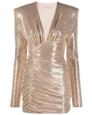 Alexandre Vauthier Ruched V-neck Dress - Natural