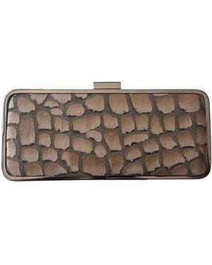 BCBGMAXAZRIA Faux Leather Croc-effect Frame Clutch - Brown