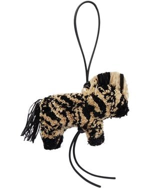 Loewe Paula's Ibiza Zebra Leather-trimmed Raffia Charm - Black